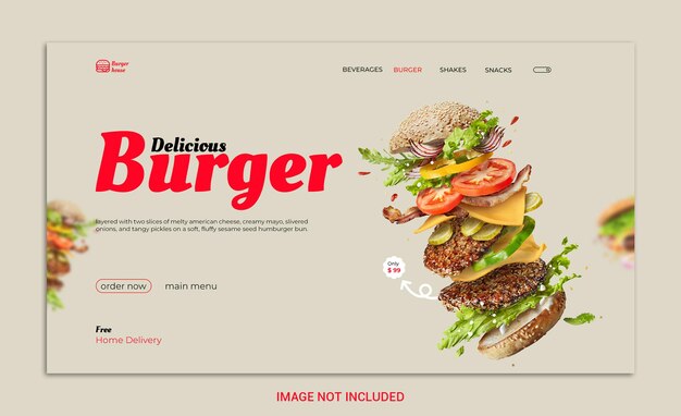 PSD burger ui ontwerp sjabloon