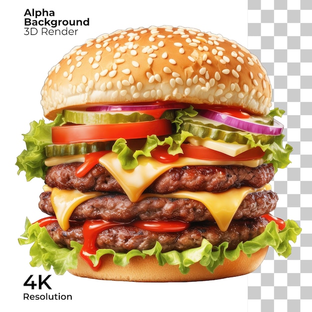 PSD burger on white background