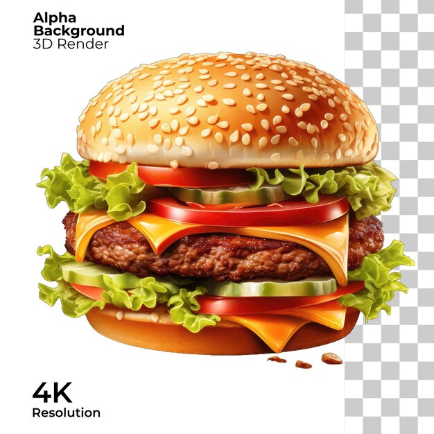 PSD burger on white background