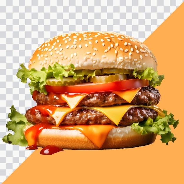 Premium PSD | A burger with bacon cheese and bacon on it big and tasty
