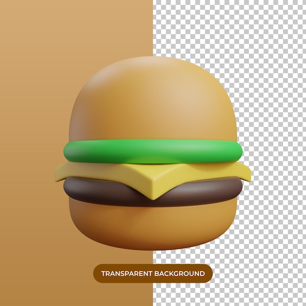 ハンバーガー食べ物アイコン3dイラスト付き透明背景