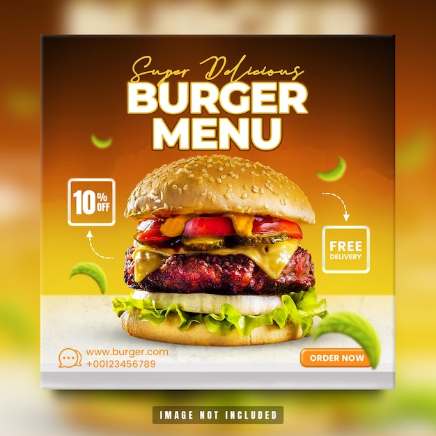 Burgerrestaurant social media-promotie en instagram-postsjabloon premium psd