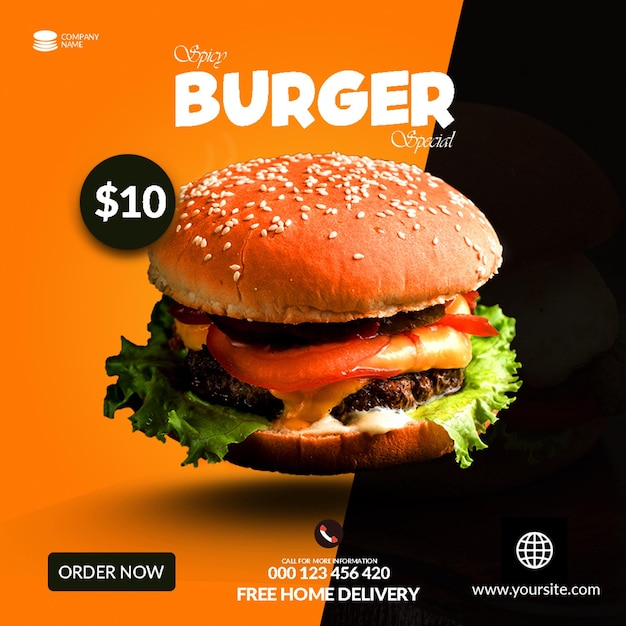 Burgers social media web banner