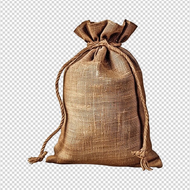 PSD burlap sack isolated on transparent background