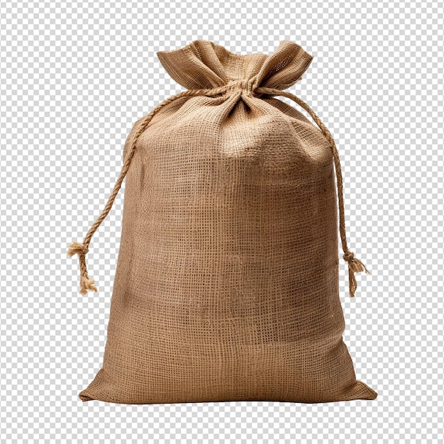 PSD burlap sack isolated on transparent background