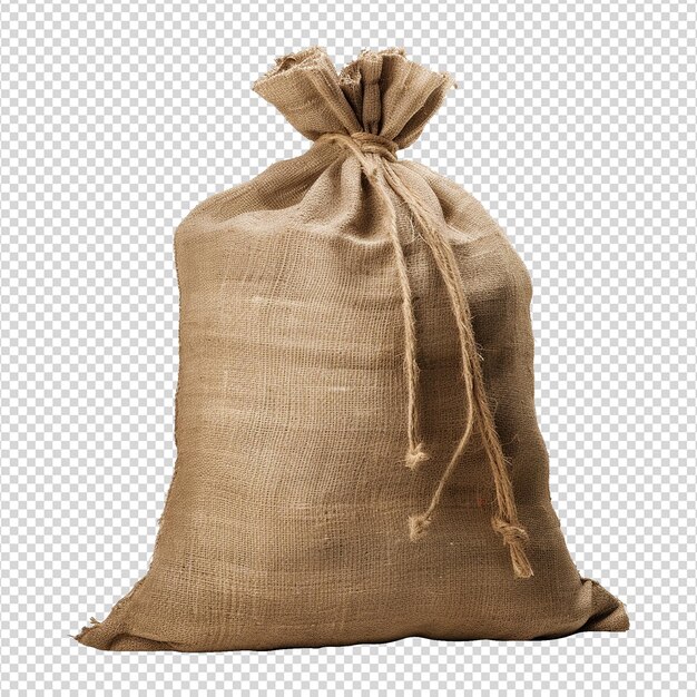 PSD burlap sack isolated on transparent background