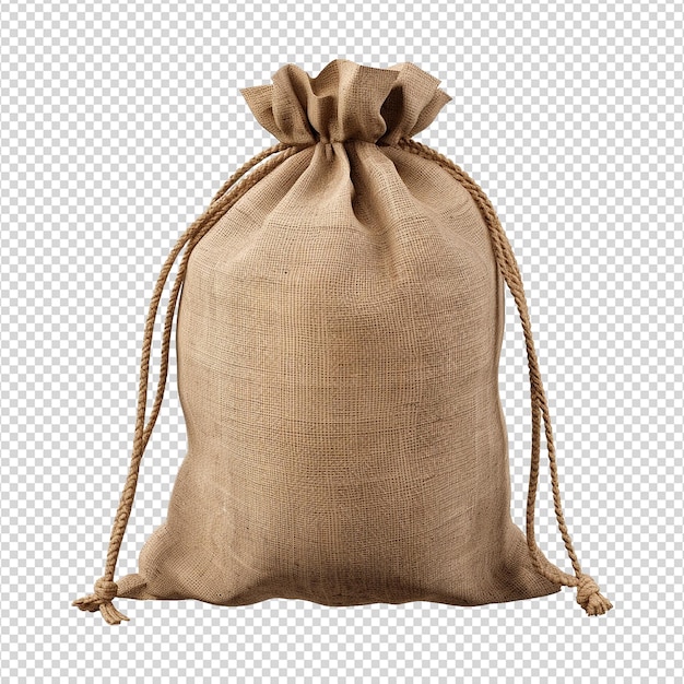 PSD burlap sack isolated on transparent background