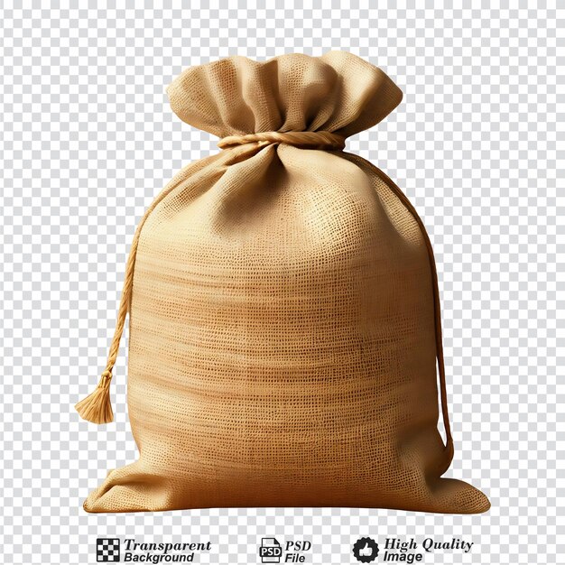 PSD burlap sack isolated on transparent background