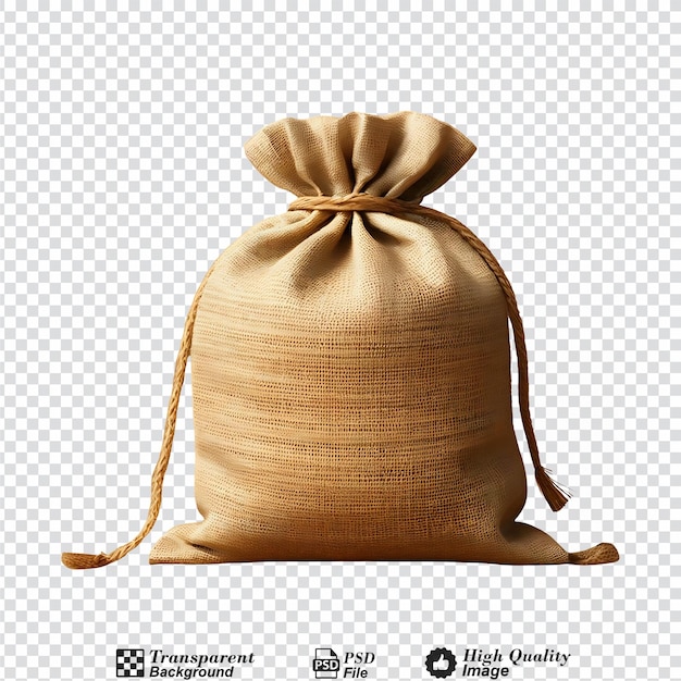 PSD burlap sack isolated on transparent background