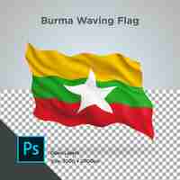 PSD burma flag wave transparent psd