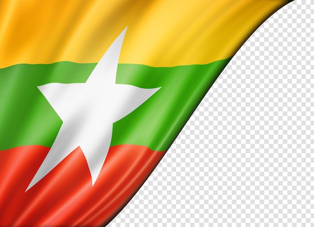 Burma myanmar flag isolated on white banner