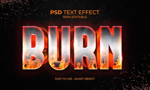 PSD effetto testo burn fire