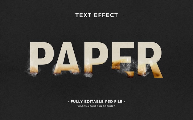 PSD Текстовый эффект сжечь бумагу