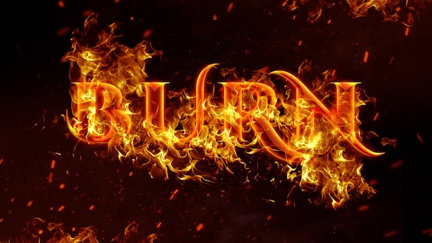 burn text effect