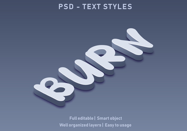 PSD burn text effects style editable psd