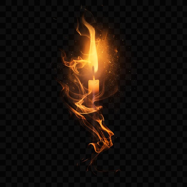 PSD a burning candle with flames on a black background