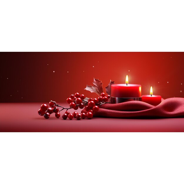 Burning candle with red background