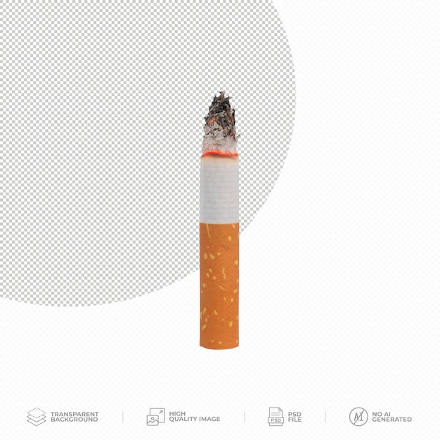 PSD burning cigarette on transparent background