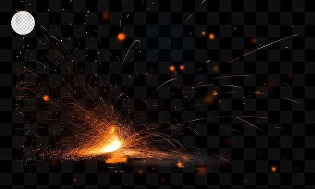 PSD burning fire and sparks on a transparent background