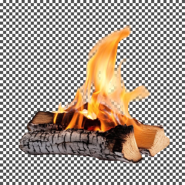 透明な背景に隔離された燃える柴