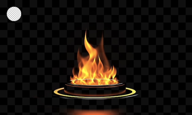 A burning flame on a transparent background