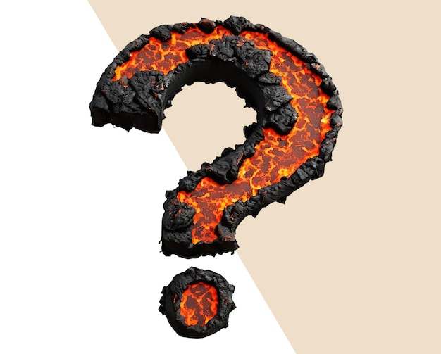 PSD burning question mark made of lava