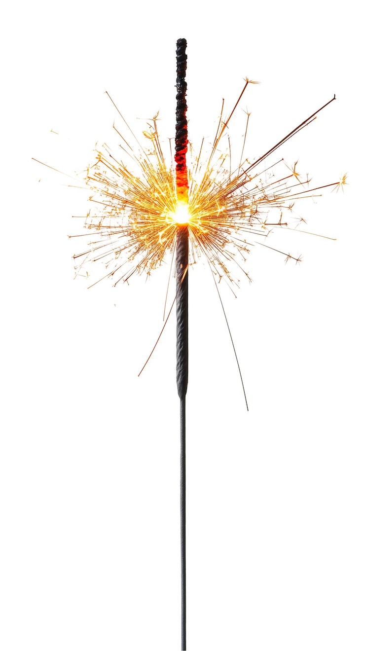 PSD burning sparkler isolated