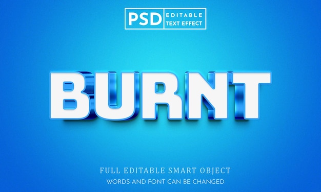 PSD burnt 3d editable text effect premium psd