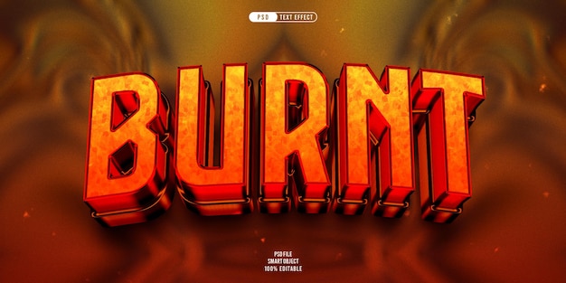 Burnt 3d editable text effect