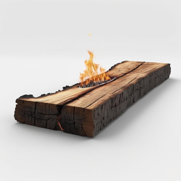 PSD burnt wooden plank psd on a white background