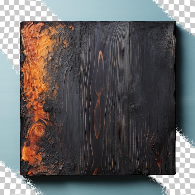 PSD burnt wooden plank on a transparent background