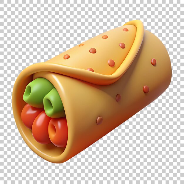 PSD burrito fast food png icon 3d with transparent background website ui