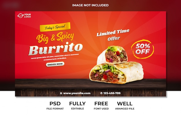 PSD burrito mexican food social media website banner
