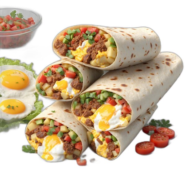 Burrito wrap psd on a white background