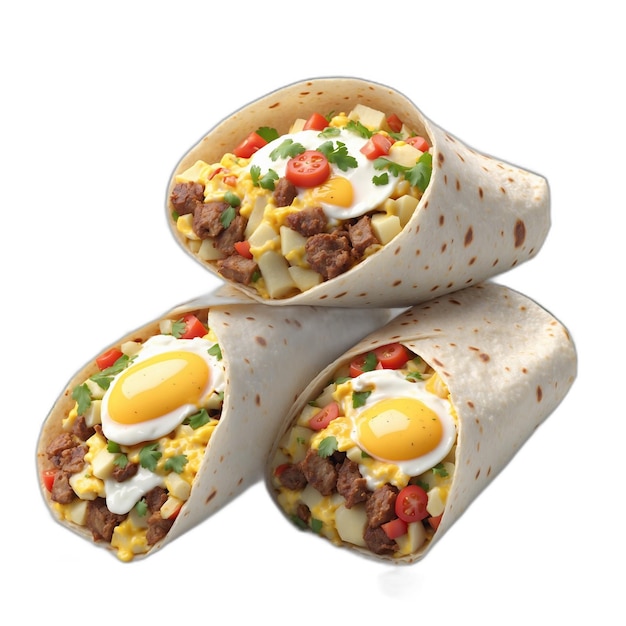 Burrito wrap psd on a white background