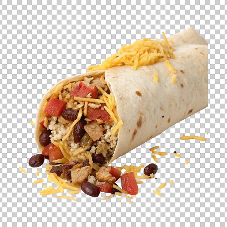 PSD burrito wypełnione ryżem, fasolami, serem i pomidorami