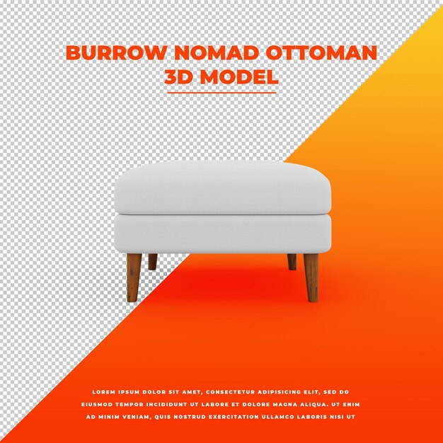 Burrow Nomad Ottoman Na Białym Tle Model 3d