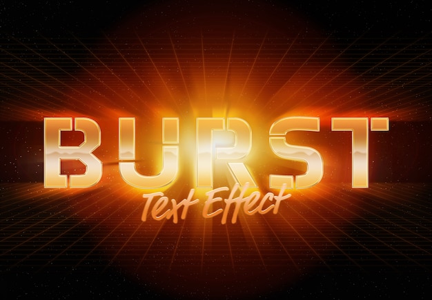 Burst retro style text effect mockup