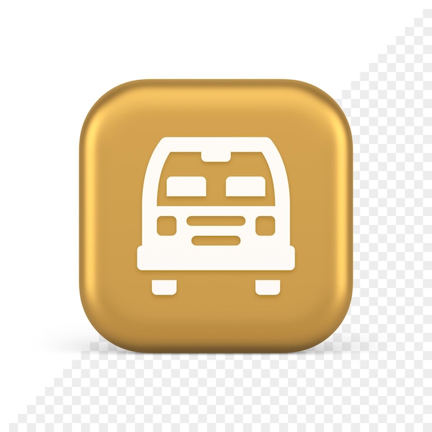 Bus automobile passenger transportation button city transfer journey 3d realistic icon
