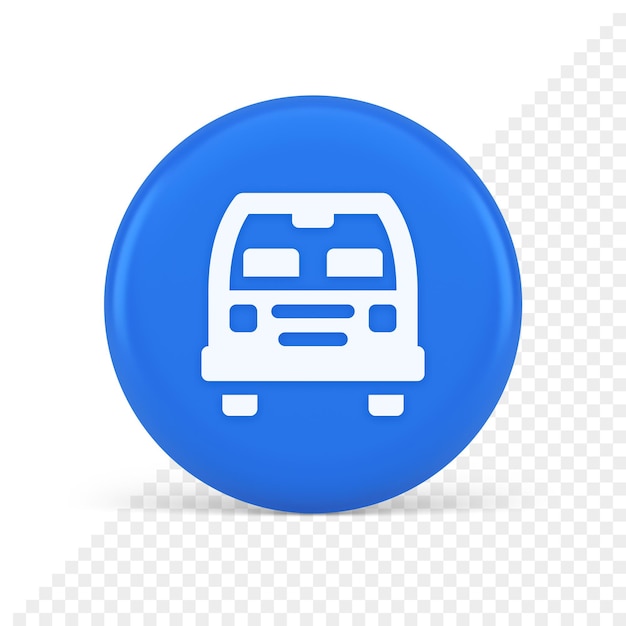 PSD bus automobile passenger transportation button city transfer journey 3d realistic icon