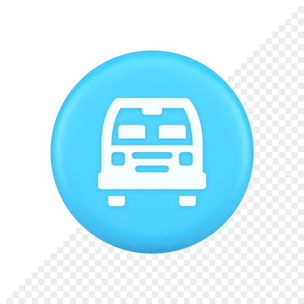 PSD bus automobile passenger transportation button city transfer journey 3d realistic icon