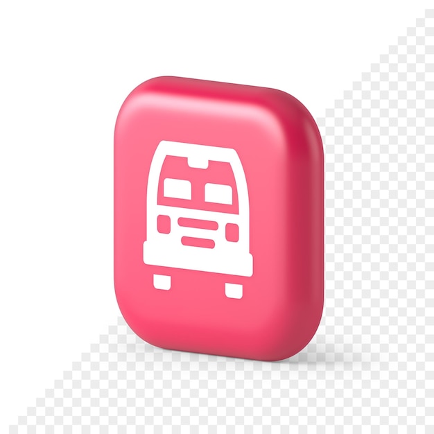 Bus automobile passenger transportation button city transfer journey 3d realistic isometric icon