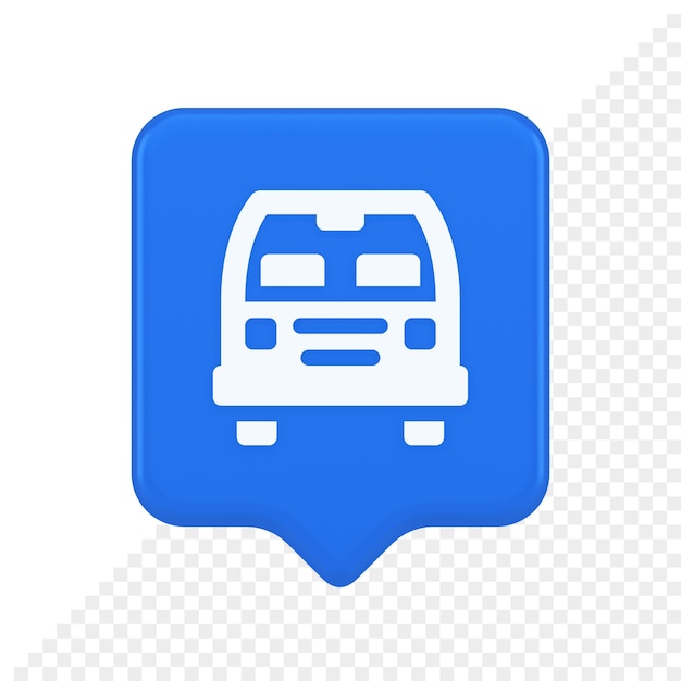 PSD bus automobile passenger transportation button city transfer journey 3d realistic speech bubble icon