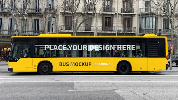 PSD modello psd di mockup del marchio di autobus