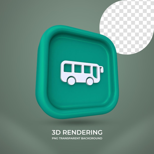 Bus icon 3d rendering isolated transparent background