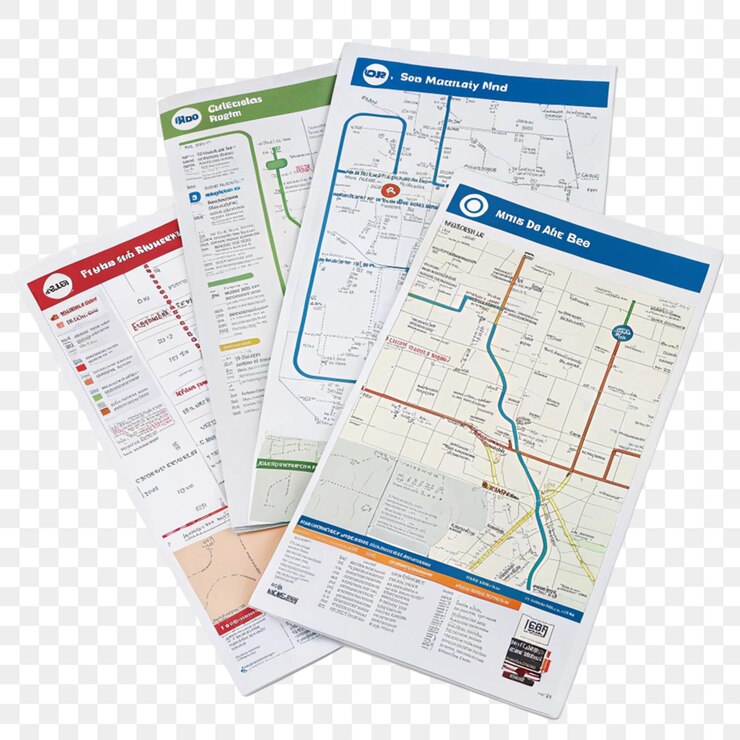 PSD bus routes isolated on transparent background