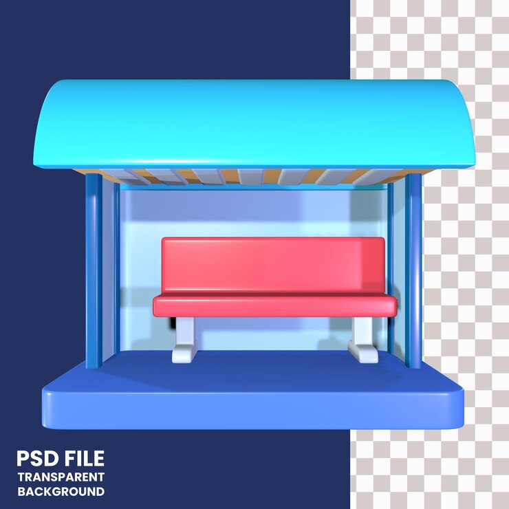 PSD bus shelter 3d illustration icon