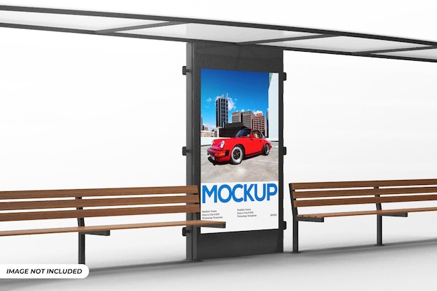 PSD bus station billboard mockup editable psd template