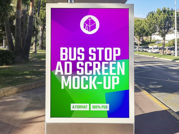 Bus stop advertising billboard mockup