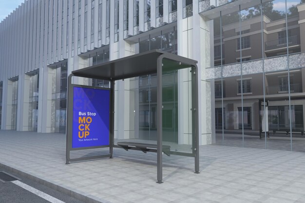 Bus stop billboard sign mockup